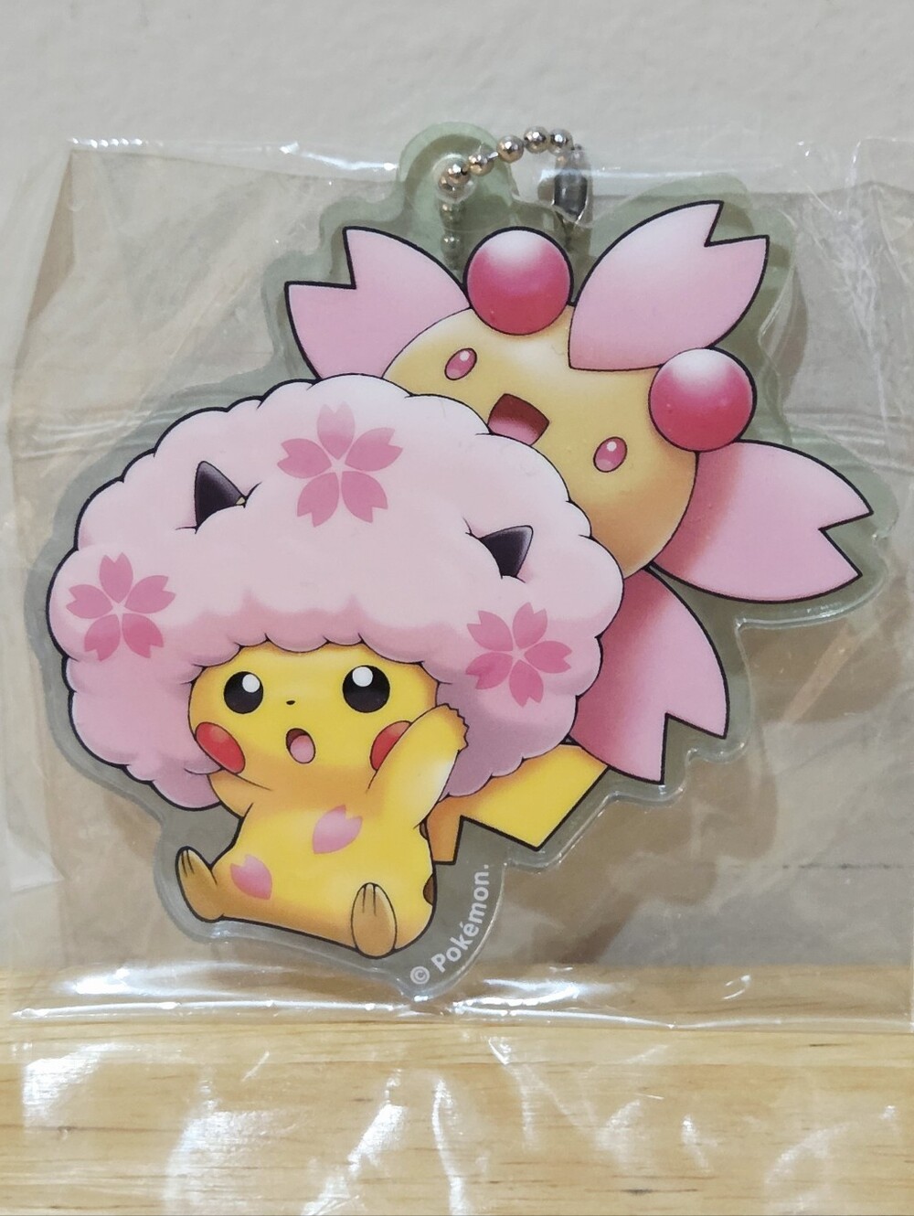 *3 for $30* Pokémon Center Tokyo DX Cherry Blossom Afro Pikachu Charm Keychain